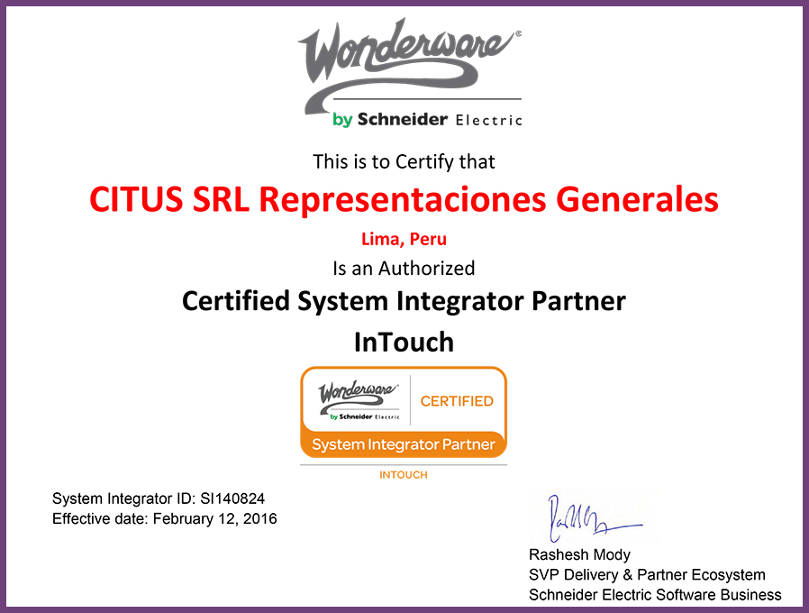 Certified System Integrator Partner InTouch