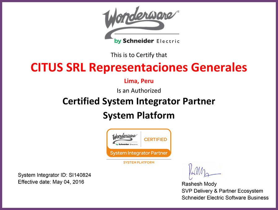 Certified System Integrator Partner System Plataform